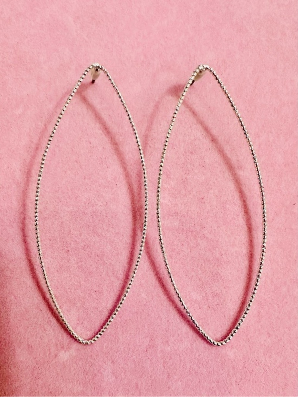 Silver Tone Oversized Marquise Hoop Earrings
